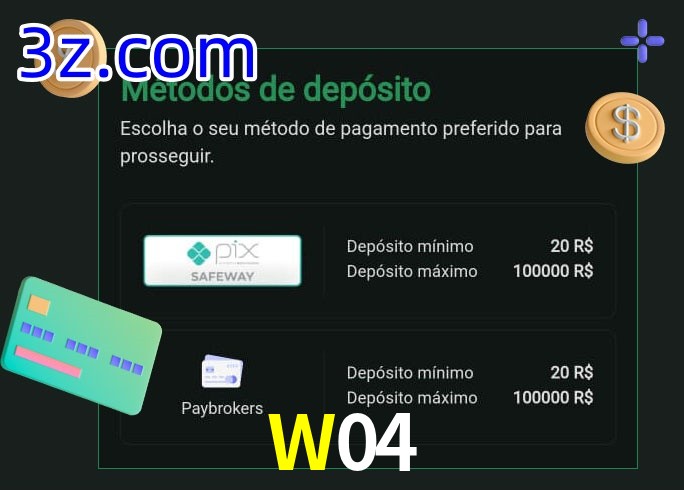 O cassino W04 oferece uma grande variedade de métodos de pagamento
